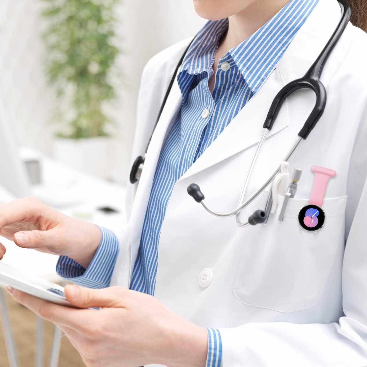 Fob for Samsung Galaxy Watch Fe,Watch 7/6 40Mm/44Mm,Watch 5 Pro 45Mm/Galaxy Watch 5/4/4 Classic,20Mm Soft Silicone Pin Fob Suitable for Nurses, Midwives, Doctors, Health Care Personnel, Hikers image number 6