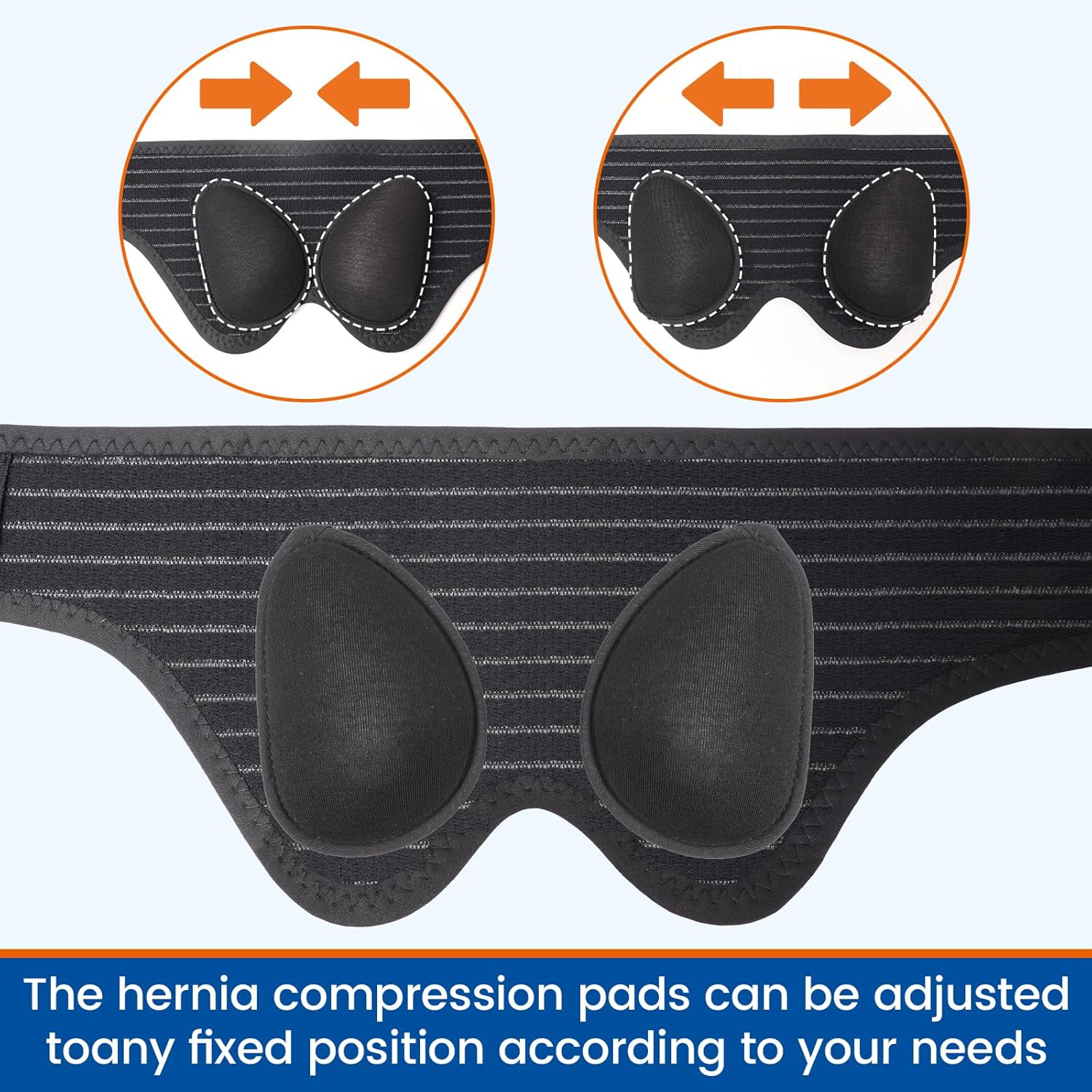 Willcom Hernia Belt for Men, Hernia Support Truss for Double Inguinal, Pain Relief Recovery, Adjustable Waist Strap with 2 Removable Medical Compression Pads(Medium) image number 3