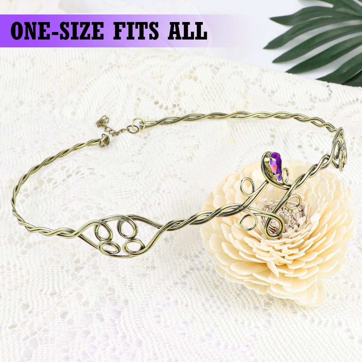 ZJIVQO Forehead Headbands Iron Circlet for Women Woven Forehead Band Crystals Tiaras Hair Band Gold Hair Hoop with Jewels Crystal Rhinestone Wedding Head Band Princess Crown Headband Tiara,Purple, image number 5