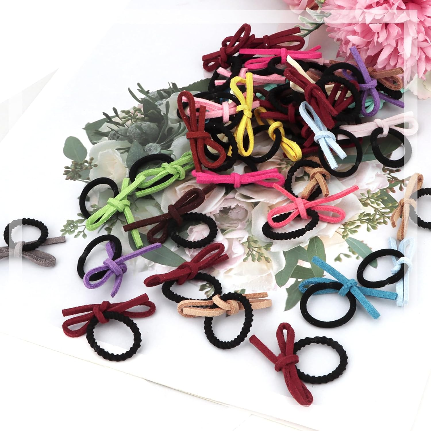 EXIPSAT Pack of 4, 40 Small Butterfly Hair Elastics, Colourful Scrunchies Hair Bobbles for Girls image number 2
