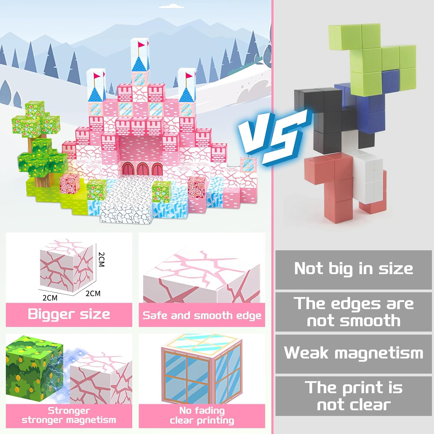 Magnetic Building Blocks 128PCS - STEM Sensory Toys for Kids Ages 3-8, 2.5CM Large Magnetic Tiles Castle Garden Set, Creative Construction Educational Toys for Toddler Boys & Girls image number 1