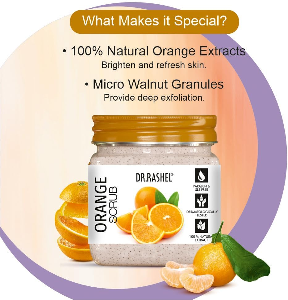 DR.RASHEL Orange Scrub for Face & Body (380 Ml) | All Skin |Cleanser Scrub for Deep Exfoliation | Dead Skin Remover Scrub | Tan Removal | Blackhead Remover Scrub image number 1