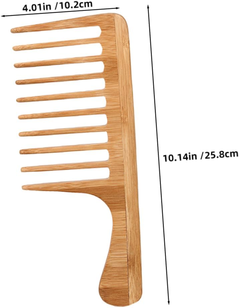 Minkissy 2Pcs Bamboo Wide Tooth Comb for Men Women for Curly Thick Long Hair Detangling Styling Vintage Hair Styling Essential for Home Travel Business Reduces Breakage image number 2
