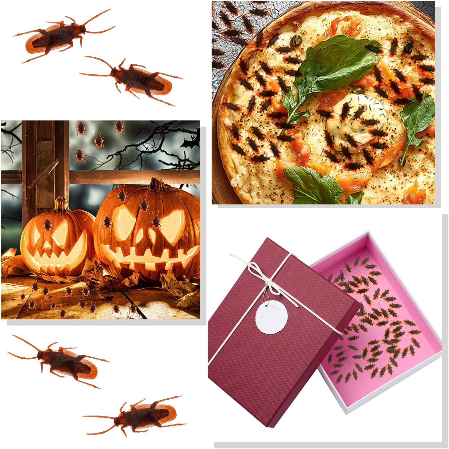 Diueoly 50PCS Fake Roaches, Prank Fake Cockroaches, Realistic Fake Cockroaches Funny Trick Joke Toys, Plastic Fake Roach Bugs Prank Novelty Gag Gifts for Halloween Christmas Party Decoration, Brown image number 2