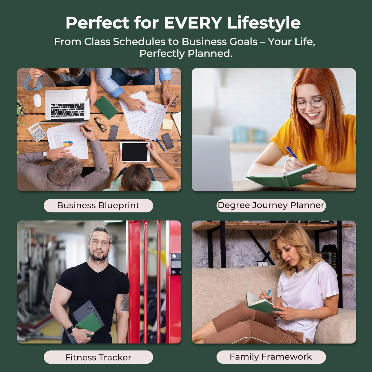 IN-LUXPRO Weekly Monthly 2025-2026 Planner (July 25-Dec 26),6.5"X3.75",18 Months Agenda Plan with Month Tabs & Pocket,Expenses/Note Pages, Academic Calendar with Vegan Leather Cover,Green image number 2