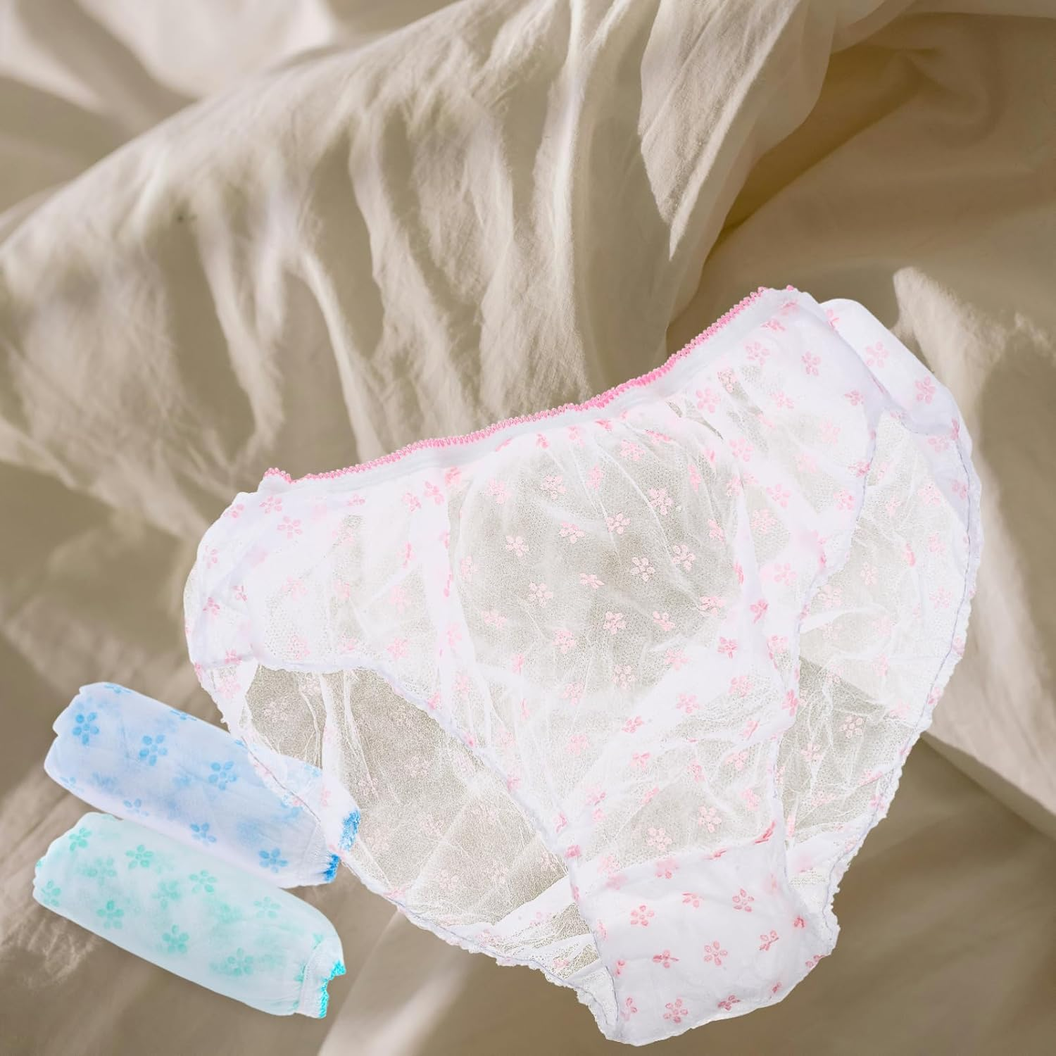 ERINGOGO Maternity Panties Disposable Underwear 7Pcs Non-Woven Odorless Skin-Safe Prenatal Postpartum Briefs Size L Mixed Color High Elasticity Breathable for Mothers