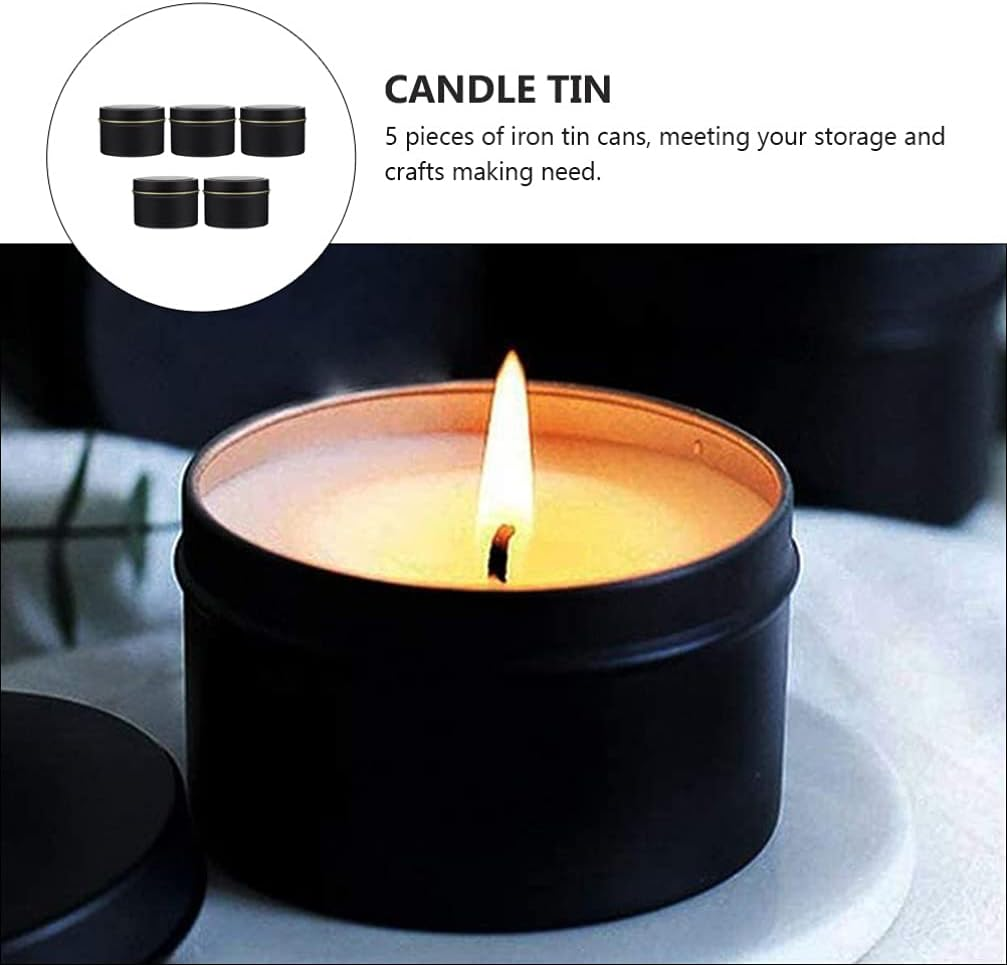 ARTIBETTER 5Pcs Candle Tin Cans Iron Metal round Candle Containers Empty Candle Jar Pot for DIY Candles Making Supplies Arts Crafts Holiday Gifts