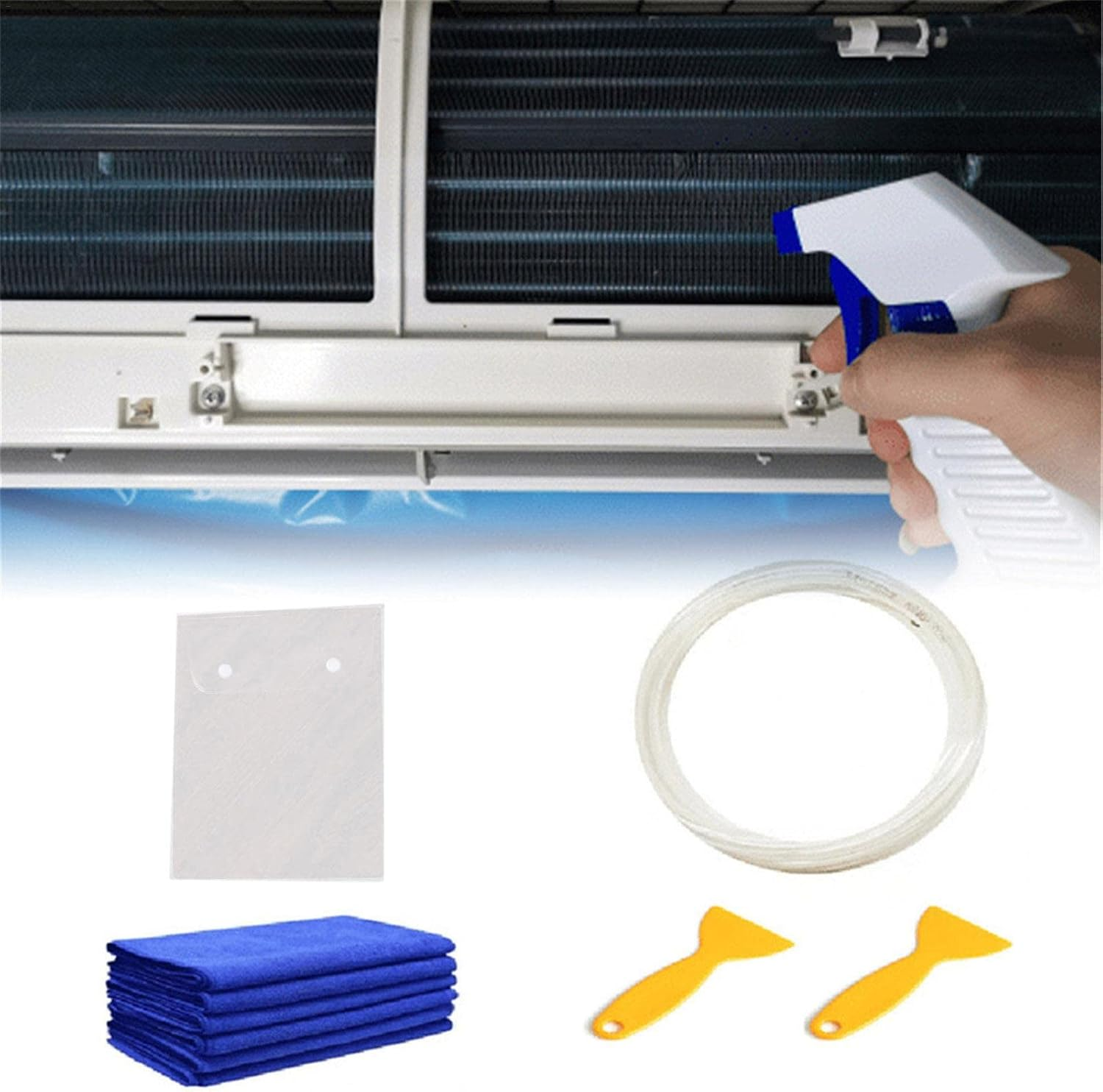 AC Cleaner Air Conditioning Cover - Waterproof Dust Washing Air Conditioner Cleaning Kit | Double-Sided Clean Set with Washing Bag and Water Pipe Kuitgh