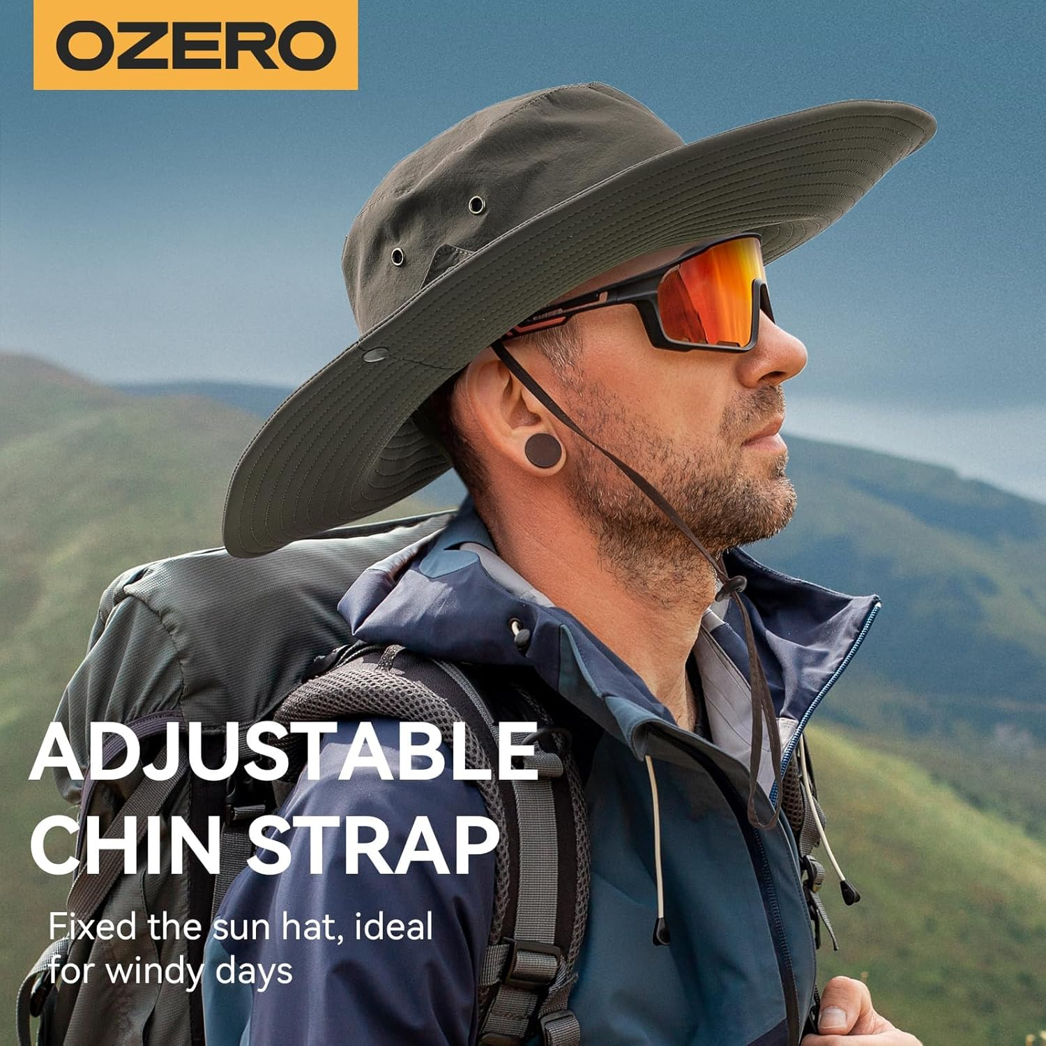 OZERO Sun Hat for Men Women | UV Protection Wide Brim Bucket Hat, Lightweight & Foldable Boonie Hat for Summer Travel, Hiking, Beach and Fishing image number 2