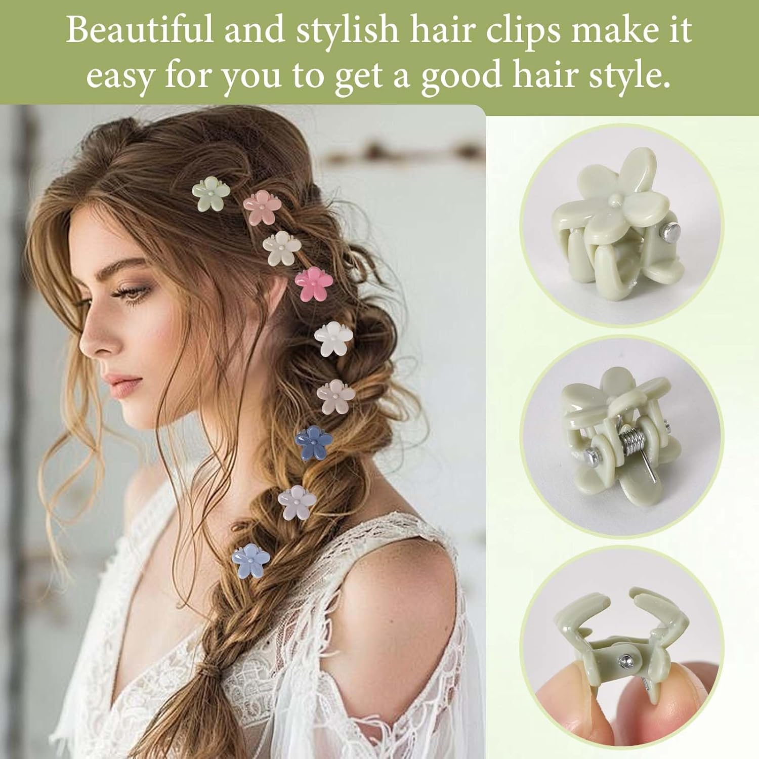 Pack of 50 Small Flower Hair Clips, Small Claw Clip, Colourful Mini Flower Hair Clips, Matte Non-Slip Hair Clips, Mini Hair Clip, Hair Accessories, for Children, Girls, Women image number 5