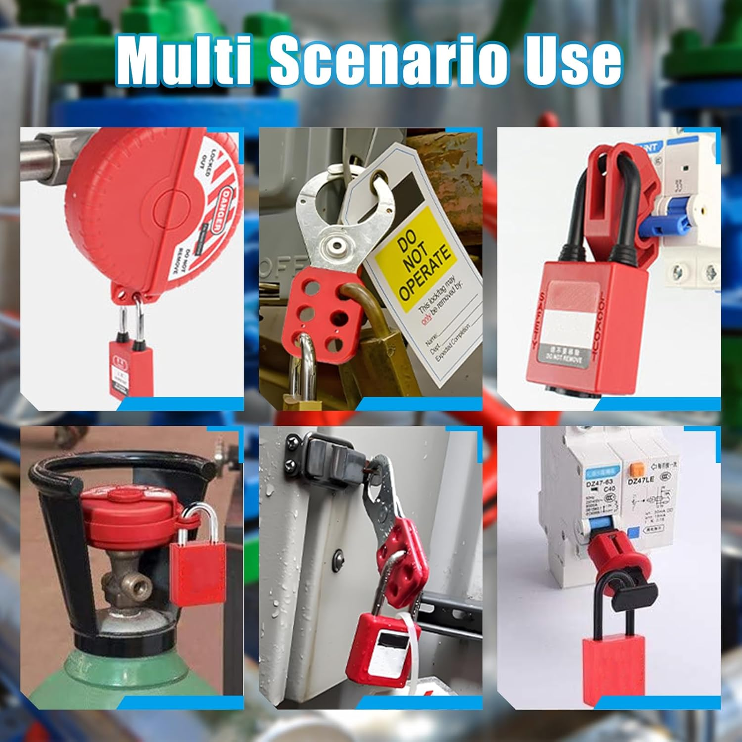 Flylin Electrical Lockout Tagout Kit, Universal Circuit Breaker Lockout and Safety Padlock Electrical Switch Safety Lockout Labels Hasps Kit for Electricians Industrial image number 3