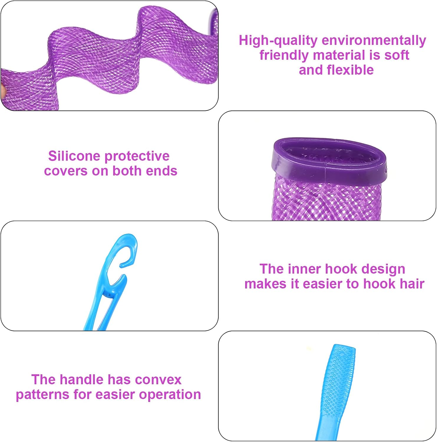 Curlers Pack of 30 Curls Wave Styling Kit Wave Formers with Styling Hooks Curlers without Heat Hair Curlers for Long Hair Short Hair (30 Cm) image number 2