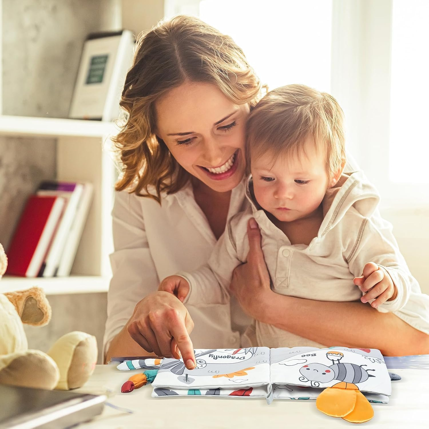 Soft Baby Book Toy - Crinkle Touch & Feel Sensory Book for Newborns 0-18 Months, 3D Interactive Infant Toy with Textured Pages - Baby Showers (Bee Design) image number 6