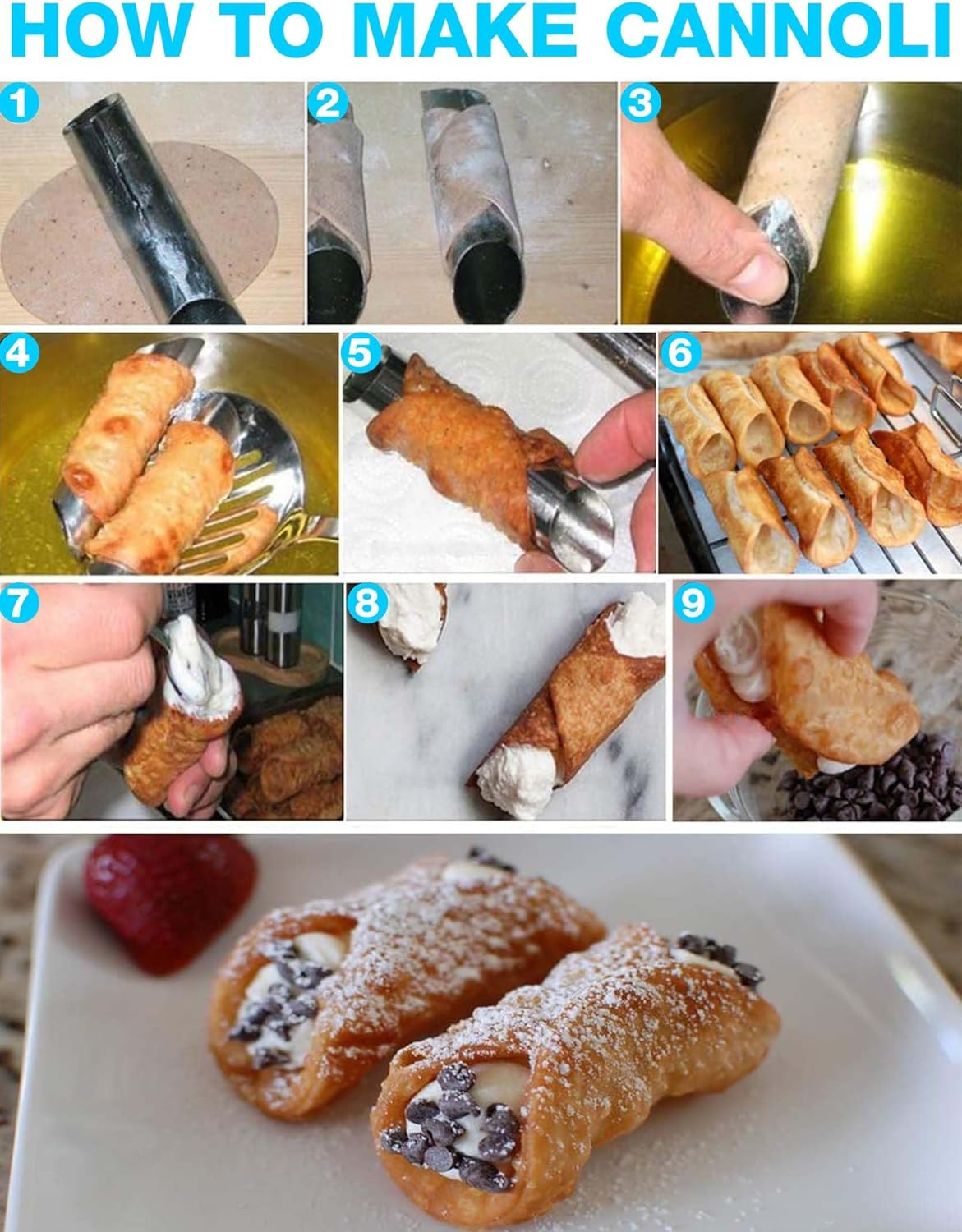 23PCS Cannoli Tubes Set, Spiral Tube Baking Tool, Stainless Steel Cream Horn Molds, Rotary Croissant Pastry Mold Non-Stick Danish Pastry Molds for Cream Roll Baking Cookie Dough (23)