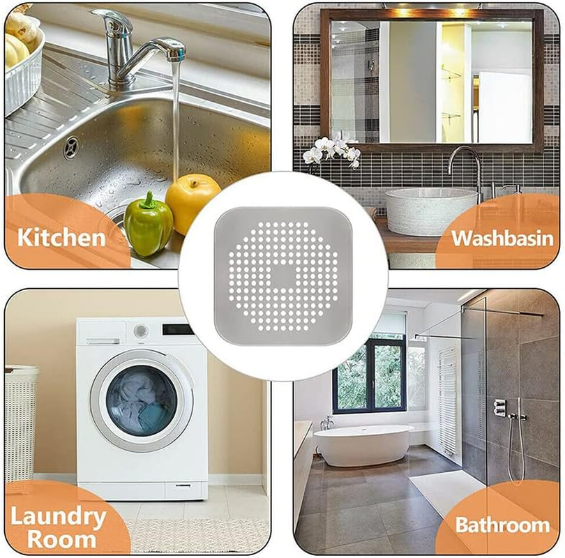 AIMALL 2PC Square Drain Cover for Shower and Kitchen, Silicone Hair Catcher with Suction Cups, Flat Drain Protector, 5.7 X 5.7 Inches, Easy to Install for Bathroom, Bathtub, Sink image number 6