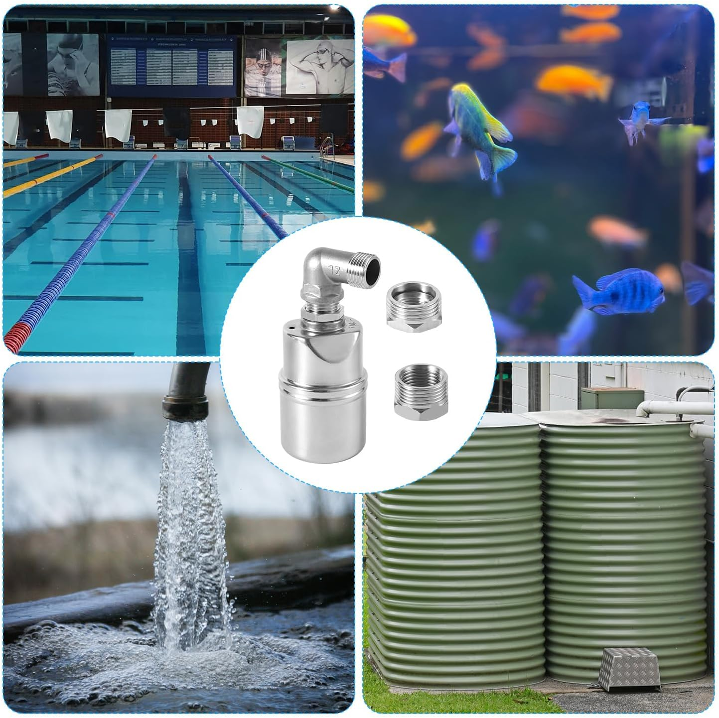 1/2 Inch 3/4 Inch 1 Inch Automatic Float Valve, Stainless Steel Water Level Control Valves Mini Water Shut-Off Controller Floating Ball Valve for Water Tank image number 3