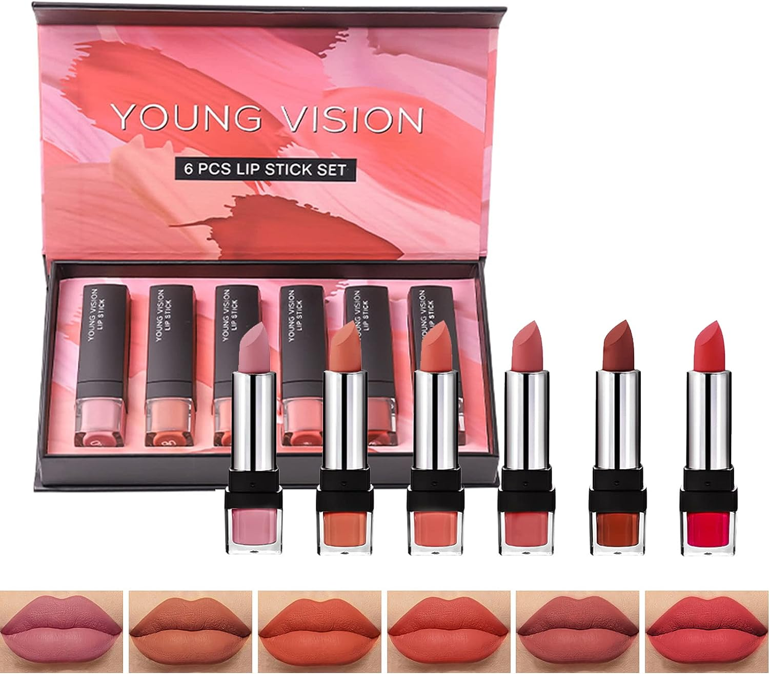 Joyeee Matte Nude Lipstick, Lip Stick Bundles Gift Box Set, Waterproof Long Lasting Retractable, for Daily/Travel/Party/Work Makeup, 6 Packs image number 5