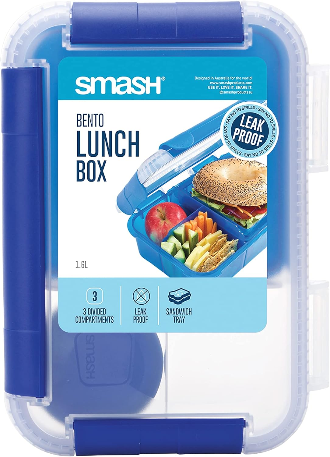 Smash Bento Lunch Box, Blue, 1.6 Liter Capacity - Fern Green image number 2