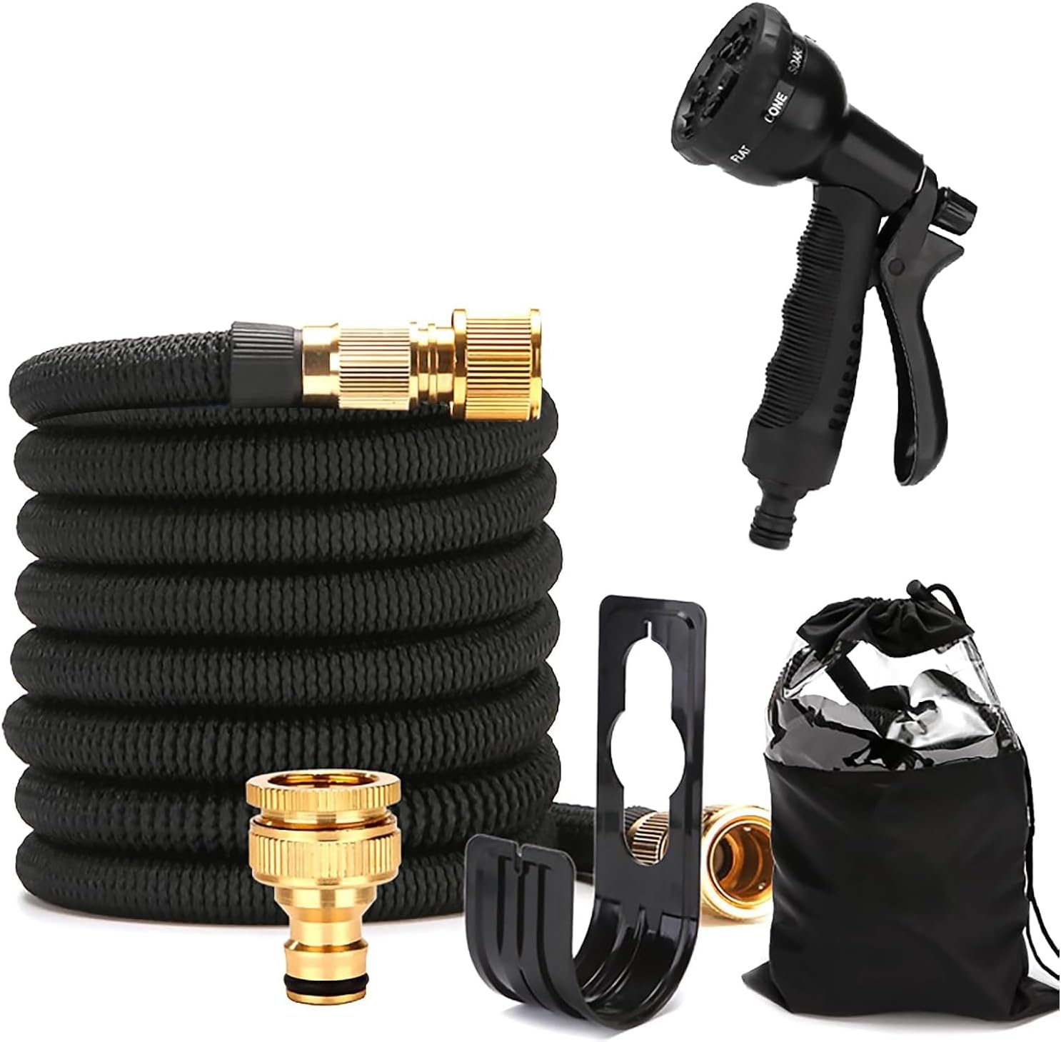 25Ft Garden Hose, Lightweight Hose with 8 Function Nozzle, Leak-Proof, No-Knot, Easy to Carry, Wear-Resistant, Sturdy, Flexible, 3/4GHT, Water Hose for Yard, Garden, Outdoor