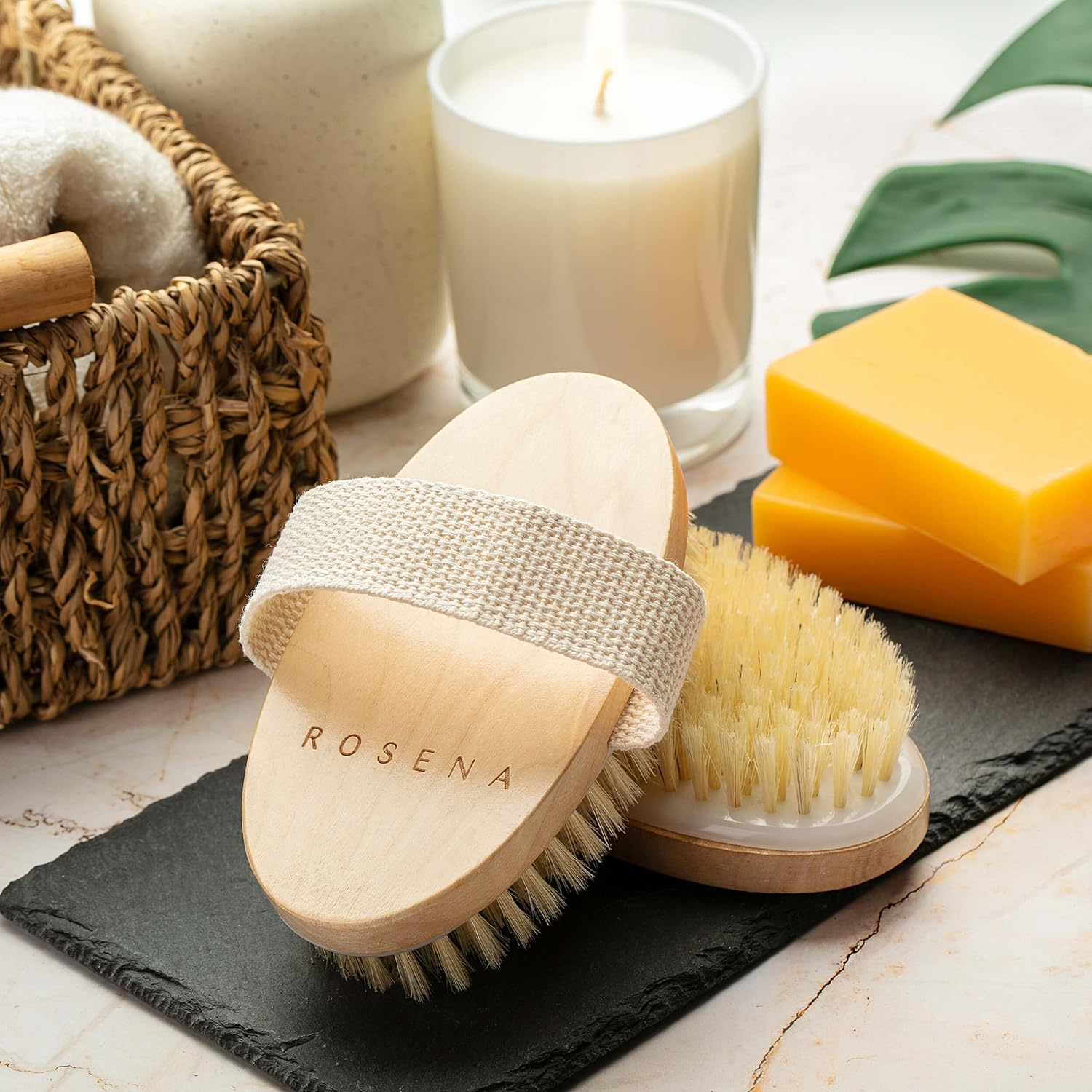 Dry Brushing Body Brush - Best for Exfoliating Dry Skin, Lymphatic Drainage and Cellulite Treatment - Organic Spa Exfoliator and Massage Scrub Brush with Natural Boar Bristles (Oval) image number 1