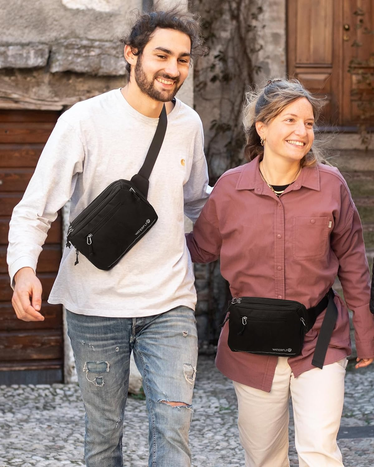 WATERFLY Large Crossbody Fanny Pack: Sports Walking Waist Bag Runner Belt Bum Bag Hip Fannie Pack Woman Man for Hiking Jogging image number 4