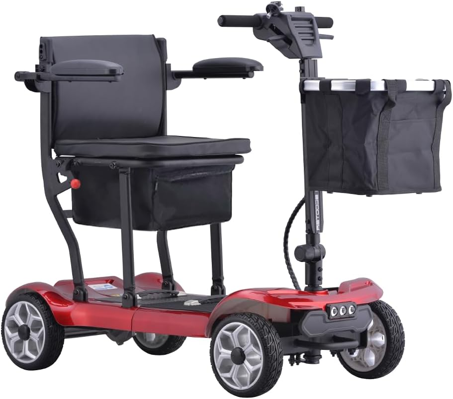 19KG Lightweight Foldable Electric Mobility Scooter Dual 13.2Ah Lithium Batteries, 270W Brush - Less Motor, 120KG Load Capacity, 35KM Range,For Easy Travel and Mobility (Red with Storage Bag) - Blue With Storage Bag image number 7