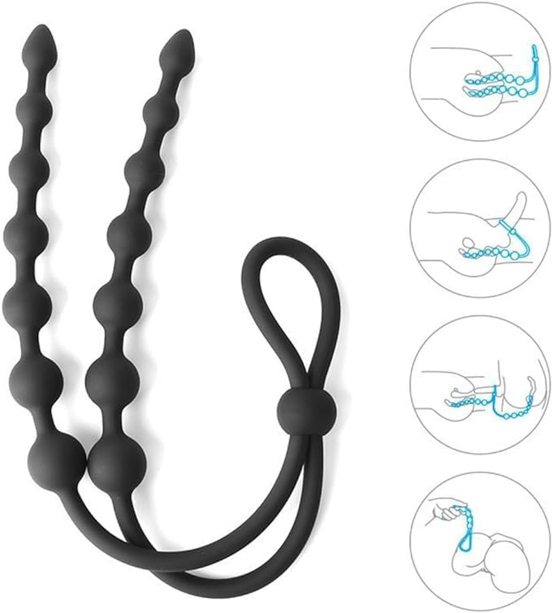 Silicone Anal Bead Anal Plug Cock Penis Ring Adjustable Delay Head Glans Ring Male Masturbation with Multi-Function Anal Chain Beads Fetish Sex Toys image number 1