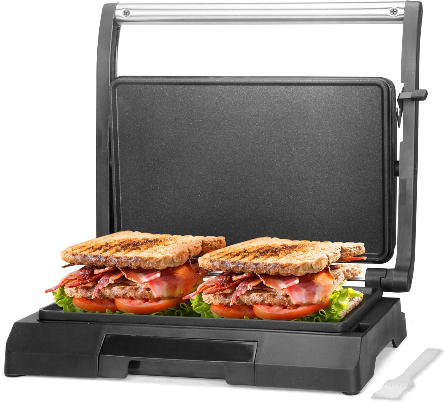 Baker'S Friend Panini Press Electric Griddle, 2-Slices Panini Grill Press Sandwich Maker Press, Grilled Cheese Maker, Sandwichera Electrical, Non-Stick, Stainless Steel, Australian Plug image number 6