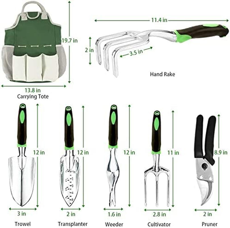 Mibote 83 Pcs Garden Tools Set Succulent Tools Set, Heavy Duty Aluminum Manual Garden Kit Outdoor Gardening Gifts Tools for Men Women (Green) image number 5