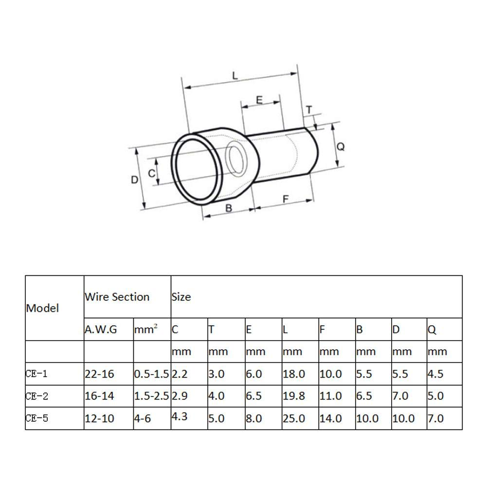 300Pcs 22-16/16-14/12-10 Gauge Close End Cap Crimp Terminals Connectors Kit image number 2