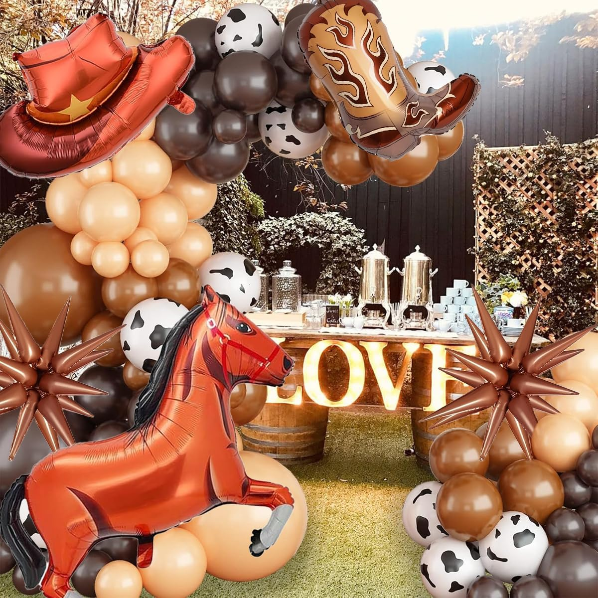 Western Theme Party Decorations, Cowboy Balloons, 12 Inch Latex Brown Cow Print Balloons for Western Party Decorations, Rodeo Party Decorations, Cowboy Birthday Party Decorations - Brown Cowboy image number 2