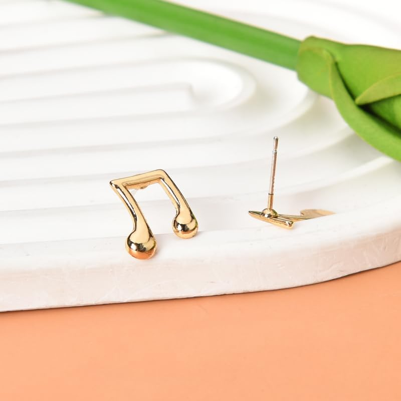 Music Note Earrings for Women Girls - Gold Sterling Silver Stud Earring Gifts for Lovers, Students, Teachers, Musicians - Birthday, Christmas, Graduation Musical Themed Gift image number 6