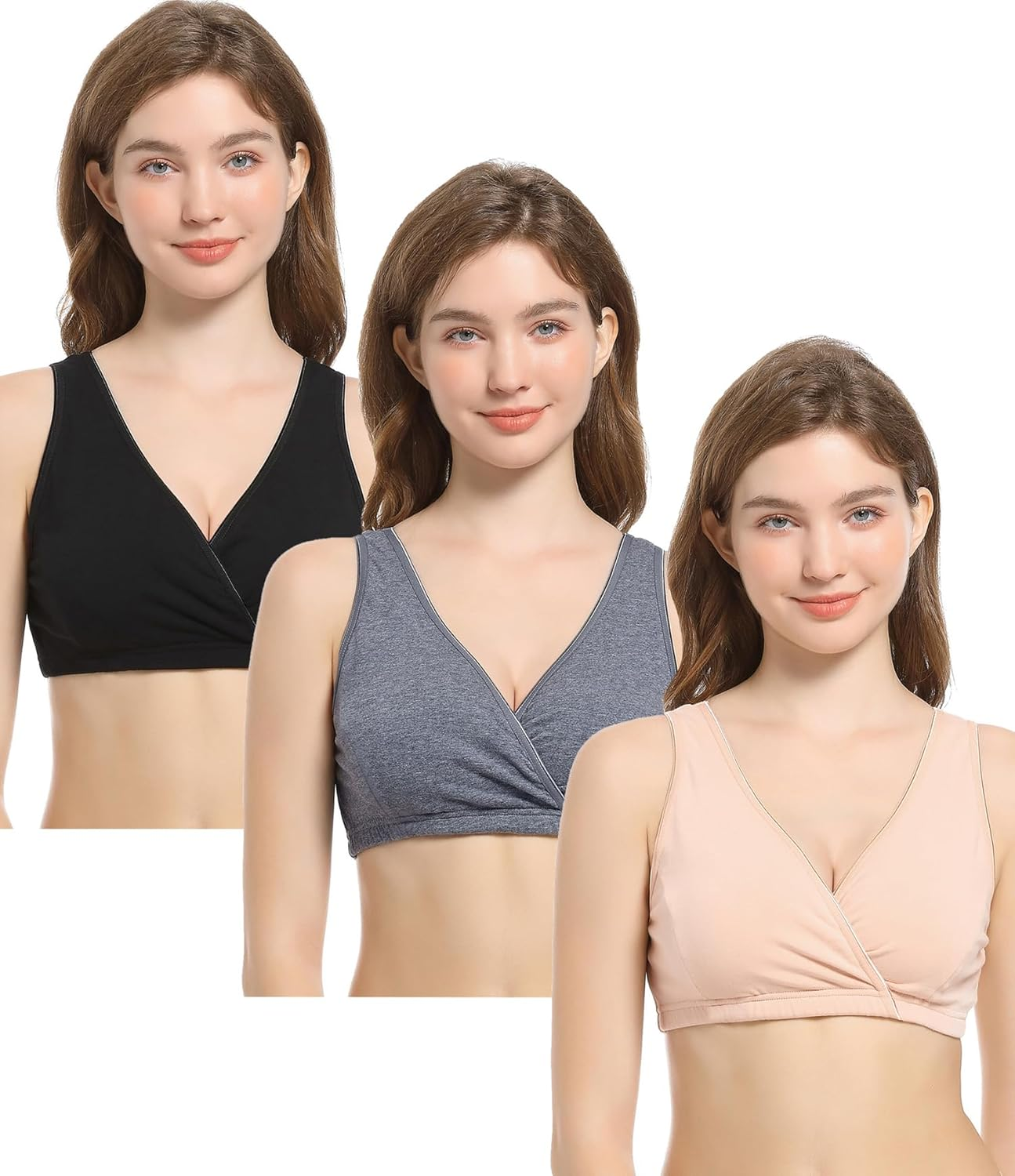 CAKYE 3 Pack Women'S Maternity Nursing Bra for Sleep and Breastfeeding