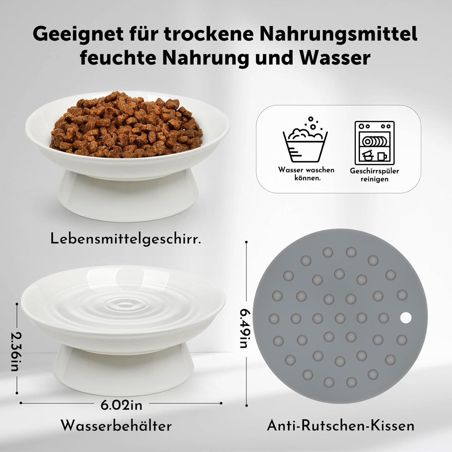 Cat Bowl, Pack of 2 Ceramic Feeding Bowls, Raised Cervical Protection, Cat Bowl, Feeding Bowl, Cat Raised Feeding Bowls, Cats for Cats with Water, Dry Food, Wet Food image number 3