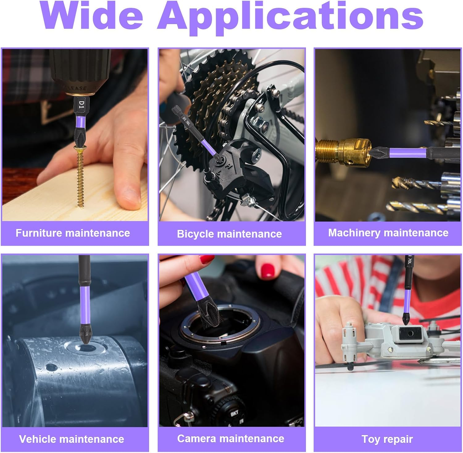 6 Pieces Upgraded High Hardness and Strong, Magnetic Bits D1 Magnetic Drills Non-Slip Impact Resistance Phillips Screwdriver Bit with Phillips Set for Electric Impact Drill Hand Drill image number 6