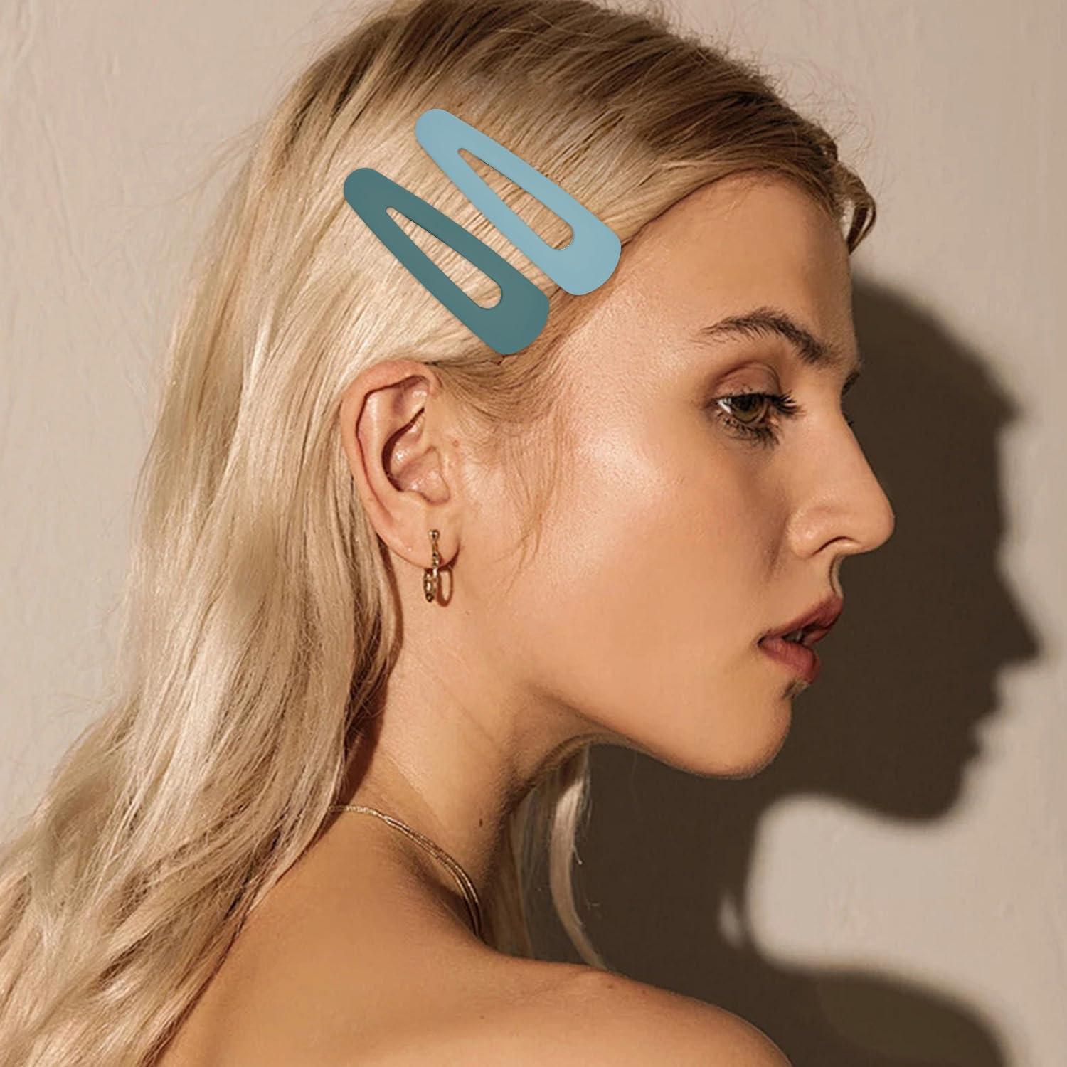 4PCS Large BB Hair Barrettes Metal Matte Snap Clips Hair Pins for Girls and Women Hair Accessories ((9Cm, Blue) image number 4