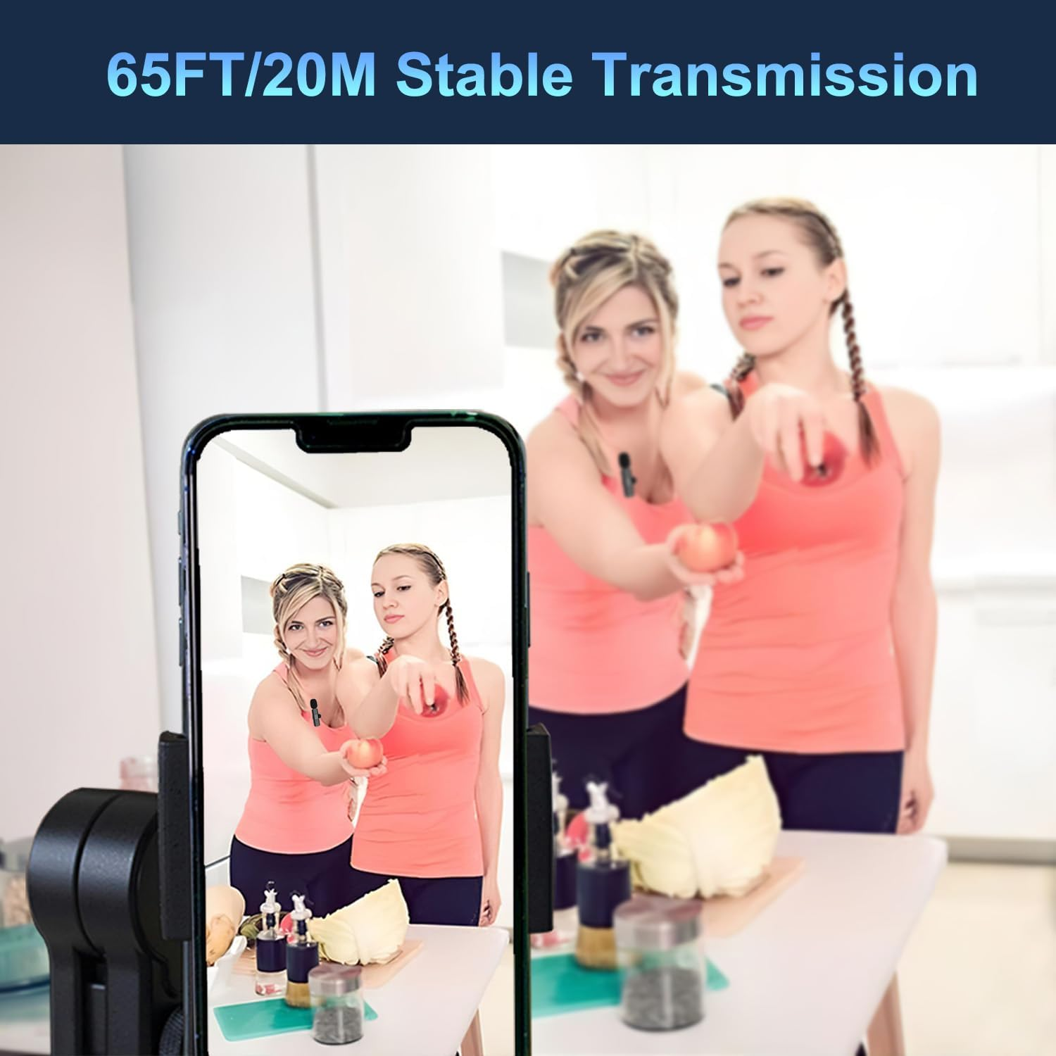 Vislla Wireless Lavalier Microphone for Iphone 15/16/17 Series, Ipad and Android Devices, Noise Cancelling,Bluetooth Mini Lapel Microphone for Youtube/Vlogging/Live Streaming/Tiktok/Interview image number 2