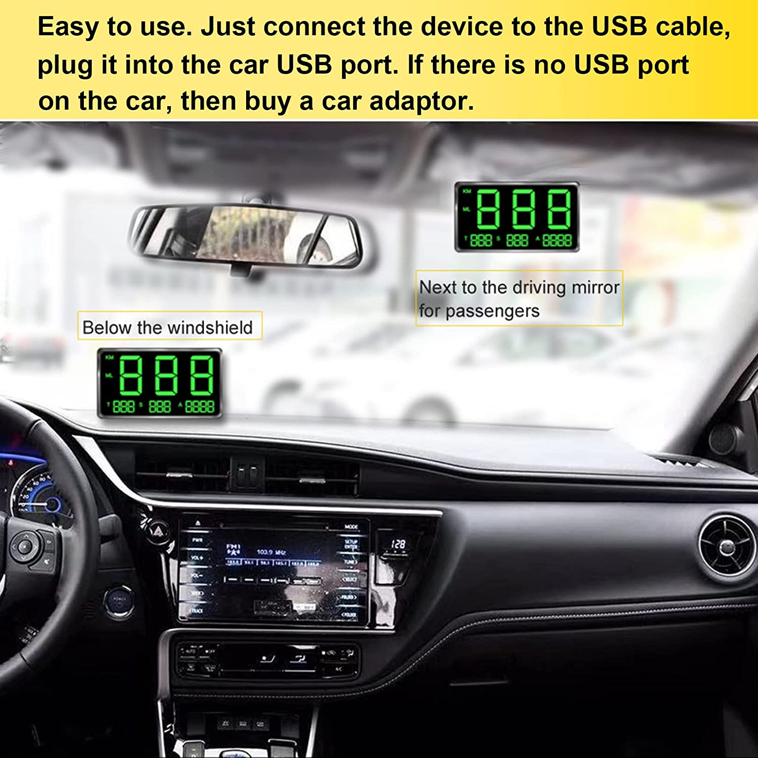 AUTENS Digital GPS Speedometer Universal HUD Head-Up Display Driving Speed Alert Fatigue Alarm for Cars with KM/H and MPH, 4.5Inch Large Screen for Car & Other Vehicle (C80) image number 2