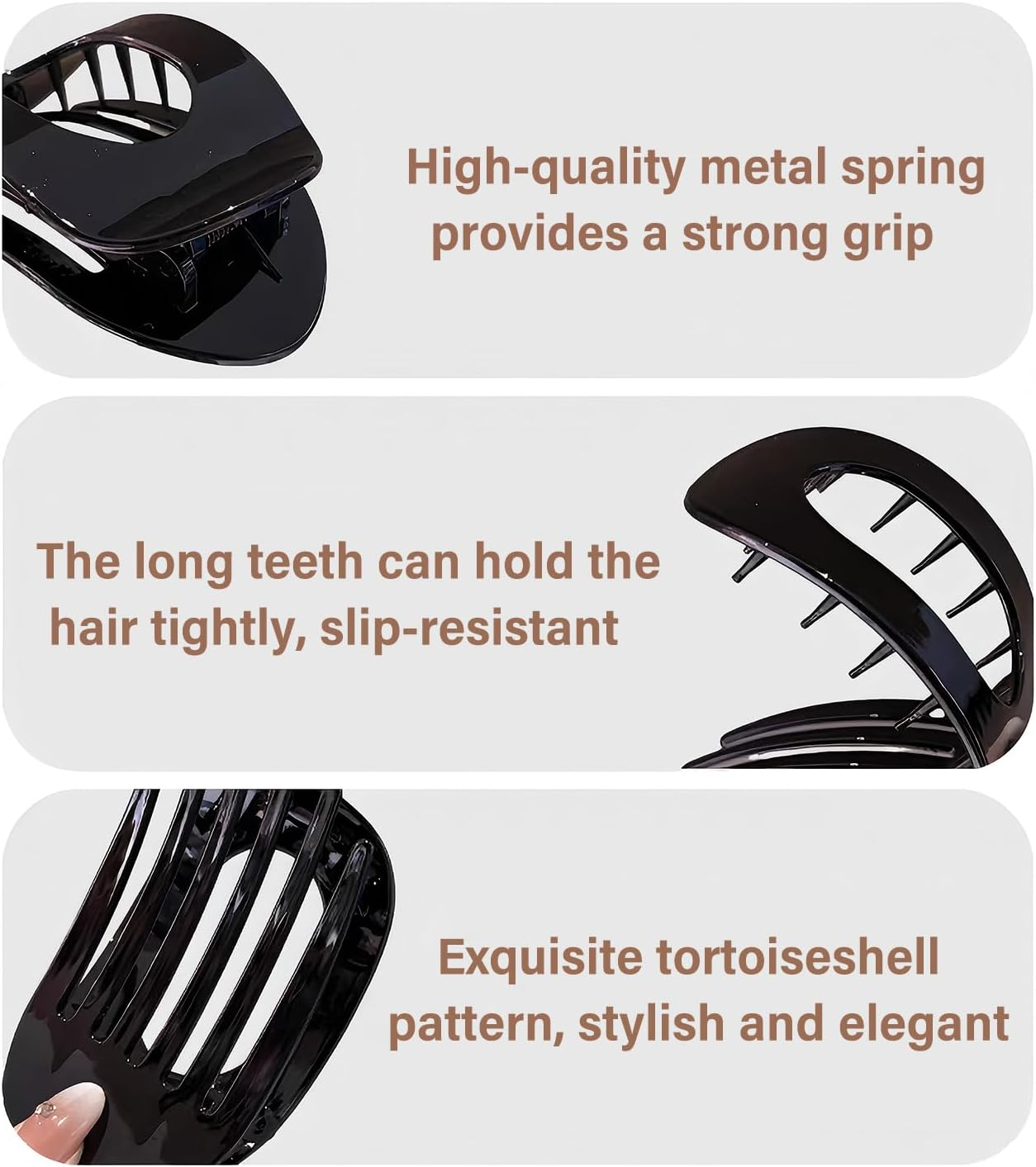 8 Pack Flat Hair Clips for Women, French round Lay down Hair Claw Clips, Curved Design Hair Clips for Thin, Thick Hair, Lying, Driving, Fashion Flat Claw Clip Gifts for Women and Girls image number 6