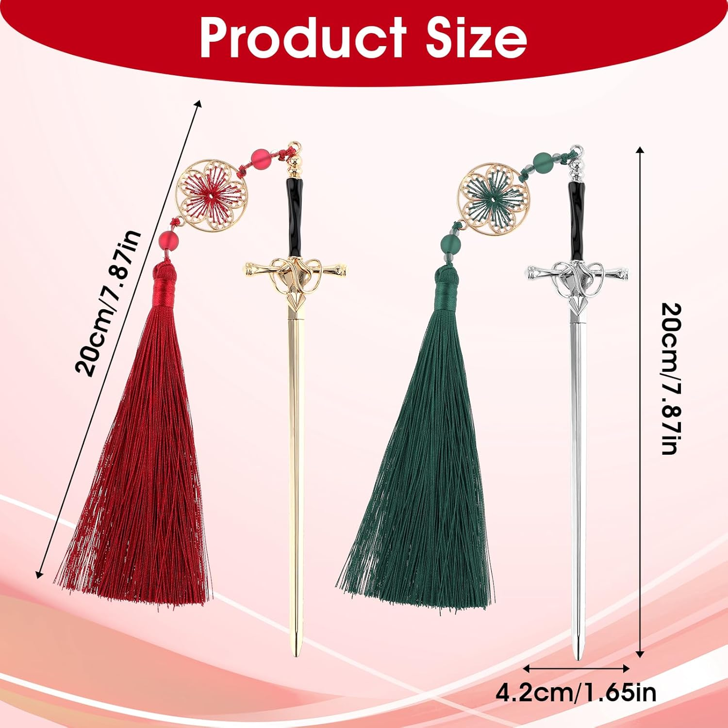 Jeffdad 2Pcs Sword Katana Bookmark Vintage Tassel Metal Pendant Bookmarks Unique Book Lovers Presents Valentine'S Day Gifts Thanks Gift for Boyfriend image number 2