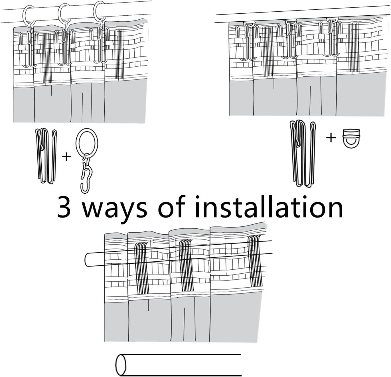 Curtain Accessory Kronill Gathering Heading Tape for Making Pleated Curtains,Width 3.3", Length 161", Curtain Pinch Tape Pull Pleat Tapewhite Polyester100% image number 5