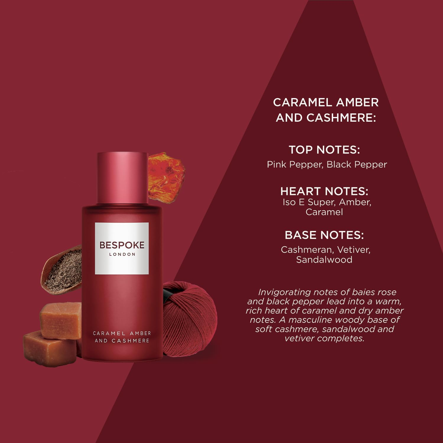 Bespoke London Caramel Amber and Cashmere Eau De Parfum Spray for Men 100 Ml image number 1