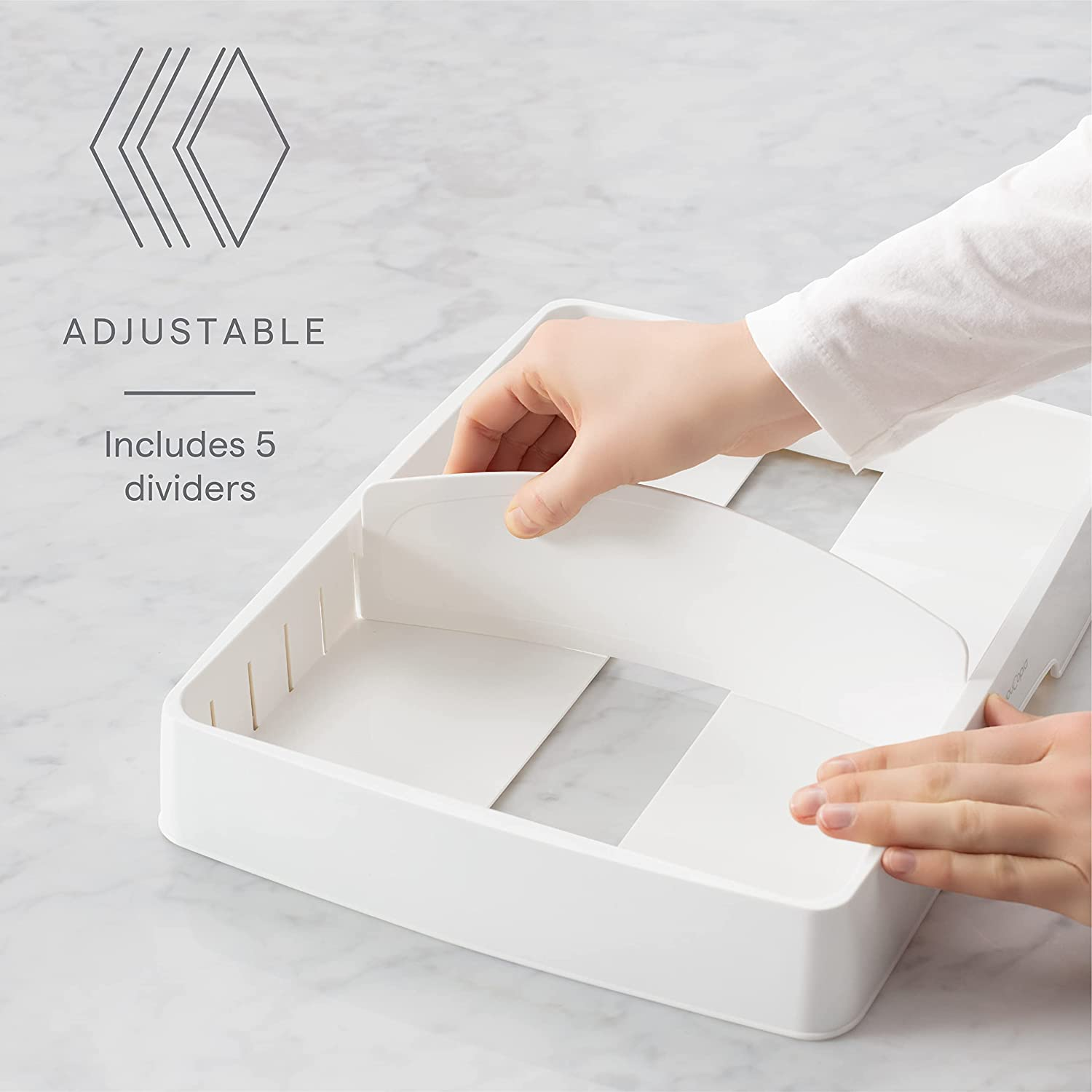 Youcopia Storalid Food Container Lid Organizer, Large, Adjustable Plastic Lid Storage for Kitchen Cabinets, White image number 4