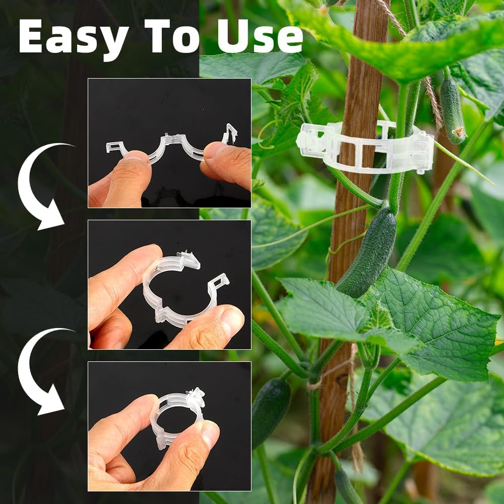 Plant Clips for Climbing Plants 200Pcs Tomato Cage Plant Wall Clips Plant Vine Wall Clips Garden Clips Tomato Clips Tomato Plant Supports for Outdoor Plants Plant Stem Support Climbing Plant Support image number 3