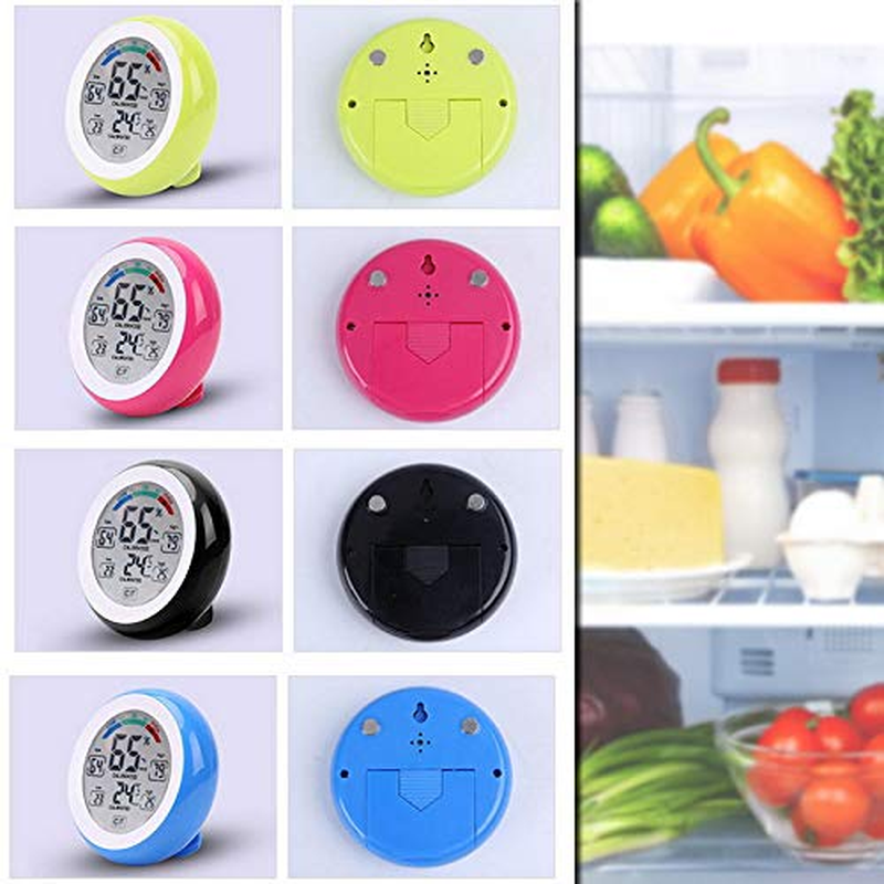 Meichoon Indoor Outdoor Thermometer Hygrometer,Wireless Electronic Temperature Humidity Meter,Round Touch Screen Household Digital LCD Display Thermometer,Weather Station Tester,Ud02 Green image number 4