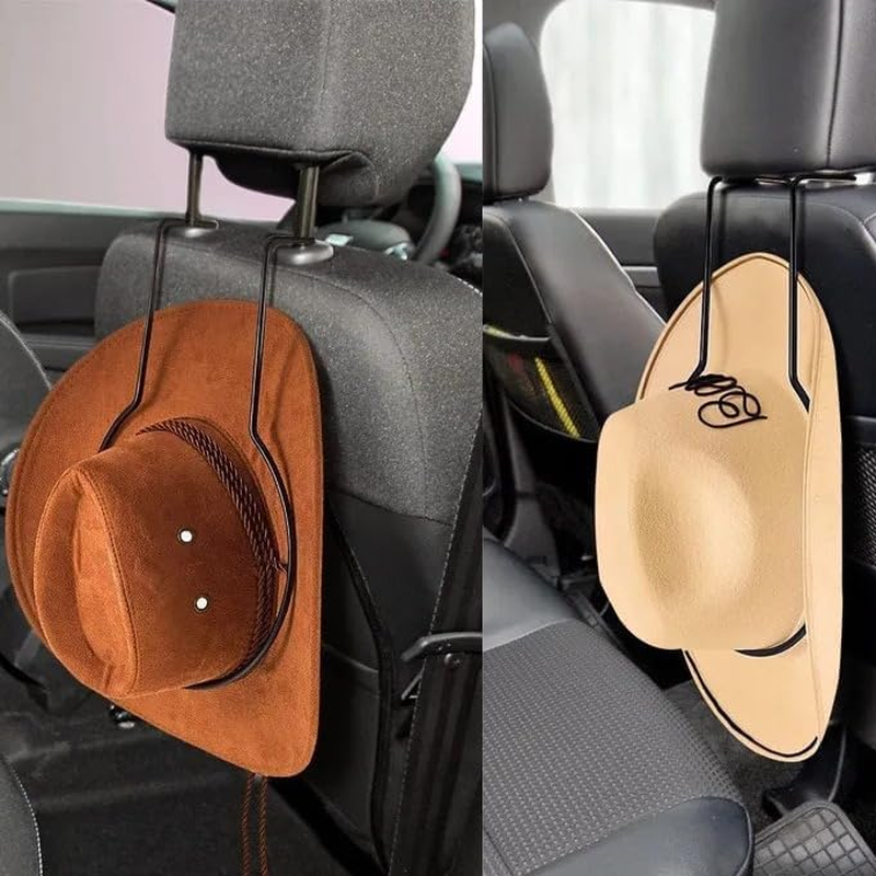2 Pcs Car Hat Holder,Cowboy Hat Rack for Car Truck Rv,Metal Car Hat Hanger,Hard Hat Holder for Truck Seat Car Keep Hat Shape image number 3