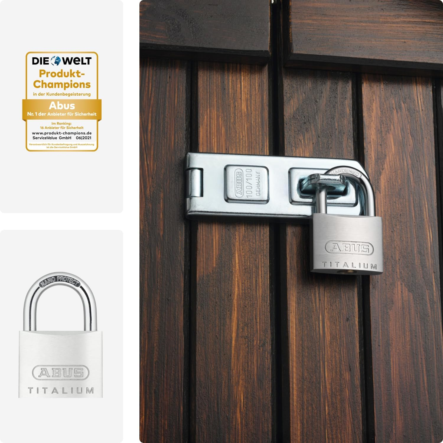 ABUS Titalium 64TI/45 Padlock - Basement Lock with Lock Body Made of Special Aluminium - Hardened Steel Shackle - ABUS Security Level 5