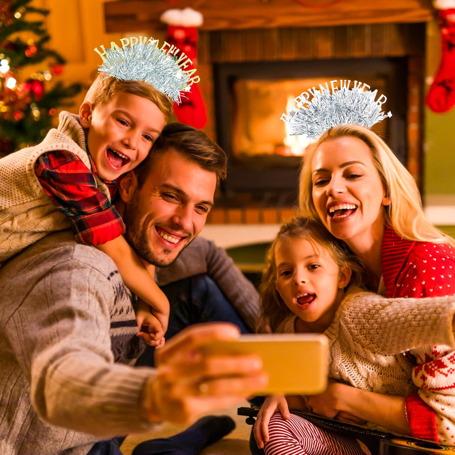 Jevenis 4 PCS Silver Stars Headband Happy New Year 2026 Party Headband New Year Eve Party Supplies Hat Eve Party Photo Booth Props image number 4