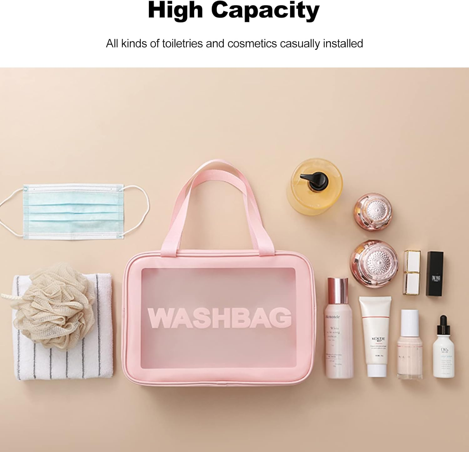 DDPOND 6Pcs Clear Travel Toiletry Bag for Women & Men, Cosmetic Bag Airport Airline Compliant Bag Waterproof Vacation Makeup Bag, Bathroom & Shower Travel Organizer, White image number 5