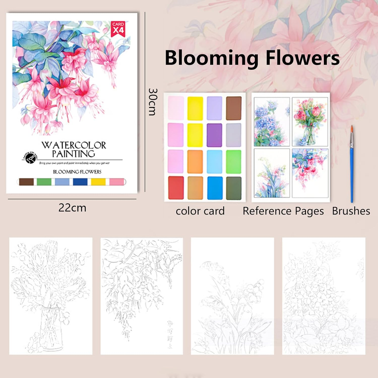 MEIYUETAOSI Watercolor Paint Pad Kit, 3 Themes12 Watercolor Coloring Books for Kids Teens and Adults Beginners 6.6 * 9'' image number 4